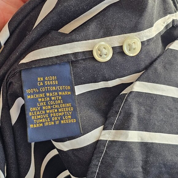 Polo Ralph Lauren Black & White Striped Collared Long Sleeve Dress Sz 2 - Picture 7 of 9